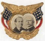 BRYAN & STEVENSON BRASS SHELL EAGLE & FLAG JUGATE PINBACK.