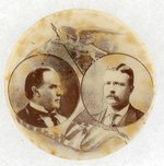 MCKINLEY & ROOSEVELT SEPIA EAGLE & FLAG DESIGN JUGATE BUTTON.