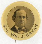 "COL. WM. J. BRYAN" UNUSUAL GOLDTONE PORTRAIT BUTTON.