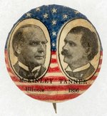 MCKINLEY & TANNER ILLINOIS COATTAIL 1896 JUGATE BUTTON.