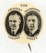 COOLIDGE & DAWES REAL PHOTO JUGATE BUTTON.