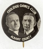 "COOLIDGE-DAWES CLUB ALBANY COUNTY" JUGATE BUTTON HAKE #3.