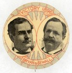 "VICTORY 1896 BRYAN & SEWALL" JUGATE BUTTON HAKE #9.