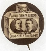 MCKINLEY & ROOSEVELT BROWNTONE FULL DINNER BUCKET JUGATE BUTTON.