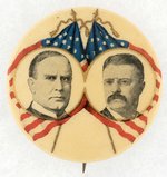 MCKINLEY & ROOSEVELT CROSSED FLAGS DESIGN JUGATE BUTTON.