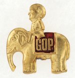 MCKINLEY ON "GOP" ELEPHANT SHELL PIN.