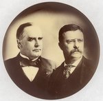 LARGE MCKINLEY & ROOSEVELT SEPIA JUGATE BUTTON.