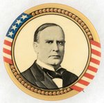 LARGE MCKINLEY STARS AND STRIPES PORTRAIT BUTTON.