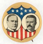 MCKINLEY & ROOSEVELT STARS & STRIPES SHIELD JUGATE BUTTON.