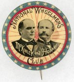 "NATIONAL WHEELMEN'S MCKINLEY AND HOBART CLUB" JUGATE BUTTON.