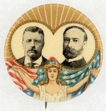 ROOSEVELT & FAIRBANKS FLAG LADY LIBERTY DESIGN JUGATE BUTTON.