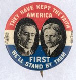 "AMERICA FIRST" WILSON & MARSHALL RWB JUGATE BUTTON.