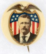 THEODORE ROOSEVELT PATRIOTIC EAGLE & SHIELD PORTRAIT BUTTON.