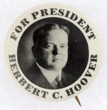 "FOR PRESIDENT HERBERT C. HOOVER" REAL PHOTO BUTTON.
