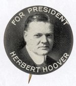 "FOR PRESIDENT HERBERT HOOVER" 3/4" VERSION PORTRAIT BUTTON.