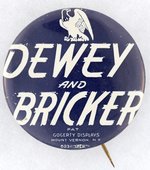 "DEWEY AND BRICKER" GOGERTY NAME BUTTON.