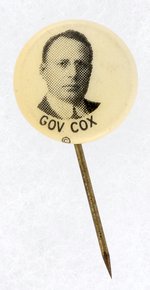 "GOV. COX" TINY PORTRAIT BUTTON.