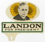 "LANDON FOR PRESIDENT" SUNFLOWER PORTRAIT LICENSE ATTACHMENT.