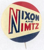 NIXON & NIMITZ RWB LITHO IN COATTAIL NAME BUTTON.