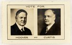 "VOTE FOR HOOVER AND CURTIS" JUGATE GLOSSY CARD.