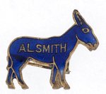 BLUE "AL SMITH" ENAMEL DONKEY PIN.