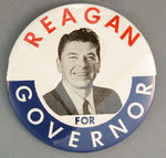 "REAGAN FOR GOVERNOR" 3.5" BUTTON.