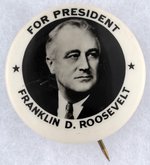 "FOR PRESIDENT FRANKLIN D. ROOSEVELT" REAL PHOTO PORTRAIT BUTTON.