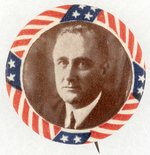 FRANKLIN ROOSEVELT NY GOVERNOR STARS & STRIPES BUTTON.