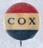 "COX" RWB CELLULOID 1920 NAME BUTTON.