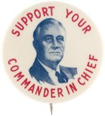 ROOSEVELT "SUPPORT YOUR COMMANDER IN CHIEF" BUTTON HAKE #2048.