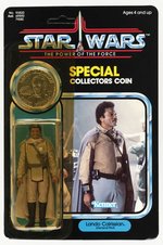 STAR WARS: THE POWER OF THE FORCE (1984) - LANDO CALRISSIAN (GENERAL PILOT) 92 BACK CARDED ACTION FIGURE W/COLLECTOR'S COIN.