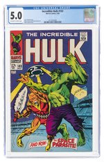 INCREDIBLE HULK #103 MAY 1968 CGC 5.0 VG/FINE.