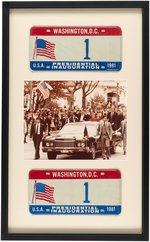 REAGAN NUMBER "1" 1981 INAUGURAL LICENSE PLATES GIFT OF THE PRESIDENT.