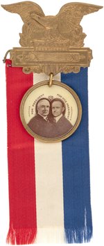 HARDING & COOLIDGE LIKELY UNIQUE 1920 CAMPAIGN JUGATE RIBBON BADGE.