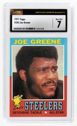 1971 TOPPS #245 JOE GREENE (HOF) ROOKIE CARD CSG 7 NM.