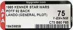 STAR WARS: THE POWER OF THE FORCE (1985) - LANDO CALRISSIAN (GENERAL PILOT) 92 BACK AFA 75 Y-EX+/NM.