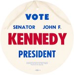 "VOTE SENATOR JOHN F. KENNEDY PRESIDENT" LARGE WEST VIRGINIA HANGING BADGE.