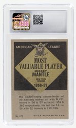 1961 TOPPS #475 '56-57 AL MVP MICKEY MANTLE (HOF) CSG 4.5 VG/EX+.