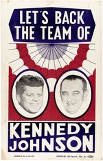 KENNEDY & JOHNSON LET'S BACK THE TEAM OF 1960 JUGATE POSTER.