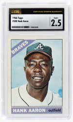 1966 TOPPS #500 HANK AARON (HOF) CSG 2.5 GOOD+.