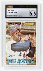 1967 TOPPS #250 HANK AARON (HOF) CSG 5.5 EXC+.