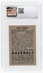 1952 BOWMAN #116 DUKE SNIDER (HOF) CSG 5.5 EXC+.