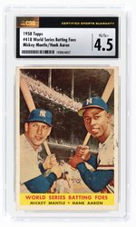 1958 TOPPS #418 WORLD SERIES BATTING FOES MANTLE/AARON (HOF) CSG 4.5 VG/EX+.