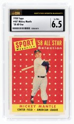 1958 TOPPS #487 MICKEY MANTLE '58 ALL STAR (HOF) CSG 6.5 EX/NM+.