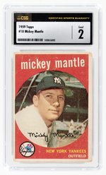 1959 TOPPS #10 MICKEY MANTLE (HOF) CSG 2 GOOD.