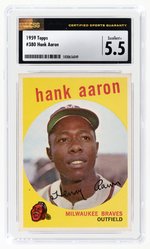 1959 TOPPS #380 HANK AARON (HOF) CSG 5.5 EXC+.