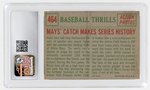 1959 TOPPS #464 MAYS' CATCH MAKES SERIES HISTORY WILLIE MAYS (HOF) CSG 5.5 EXC+.