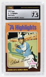 1975 TOPPS #1 '74 HIGHLIGHTS HANK AARON (HOF) CSG 7.5 NM+.