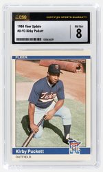 1984 FLEER UPDATE #U-93 KIRBY PUCKETT (HOF) ROOKIE CARD CSG 8 NM/MINT.