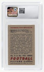 1951 BOWMAN #4 NORM VAN BROCKLIN (HOF) ROOKIE CARD CSG 1.5 FAIR.